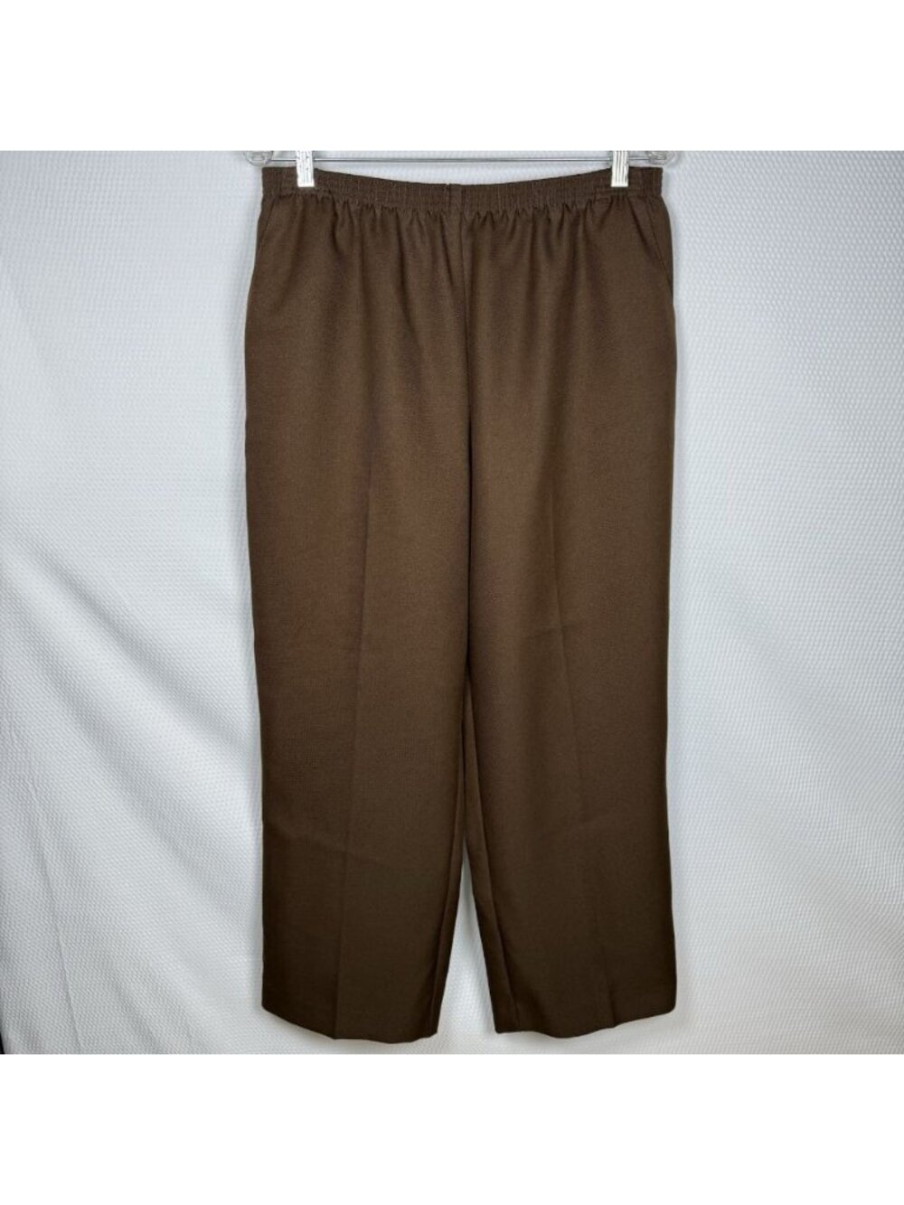 alfred dunner Sz 16 Brown Elastic Waist Pull-On Relaxed Fit Pants Pockets